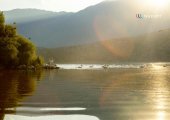 Tramonto nel lago di Prespa